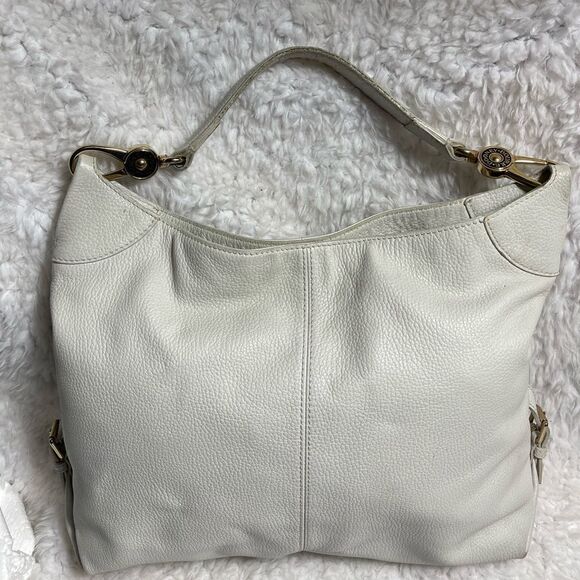 Dooney & Bourke Handbags - Dooney & Bourke white pebble leather large Hobo bag gold tone hardwares.